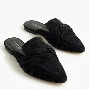 J.Crew Black Suede Loafer Mules with Twist Women’s Size 8 NIB Slip-On Flats